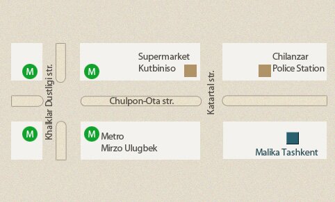 Location of Hotel Malika in Tashkent